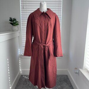 Rain or Shine Vintage Burnt Orange Trench Coat 🧡 | Classic Retro Core